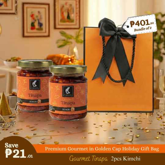Premium Gourmet in Golden Cap Holiday Gift Bag Bundle of 2 Bottles (Kimchi)