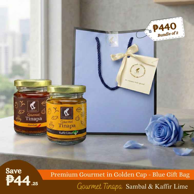 Premium Gourmet in Golden Cap - Blue Gift Bag Bundle of 2 Bottles (Kaffir+Sambal)