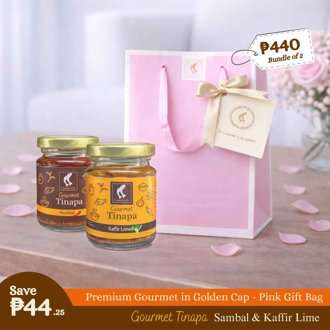 Premium Gourmet in Golden Cap - Pink Gift Bag Bundle of 2 Bottles (Kaffir+Sambal)