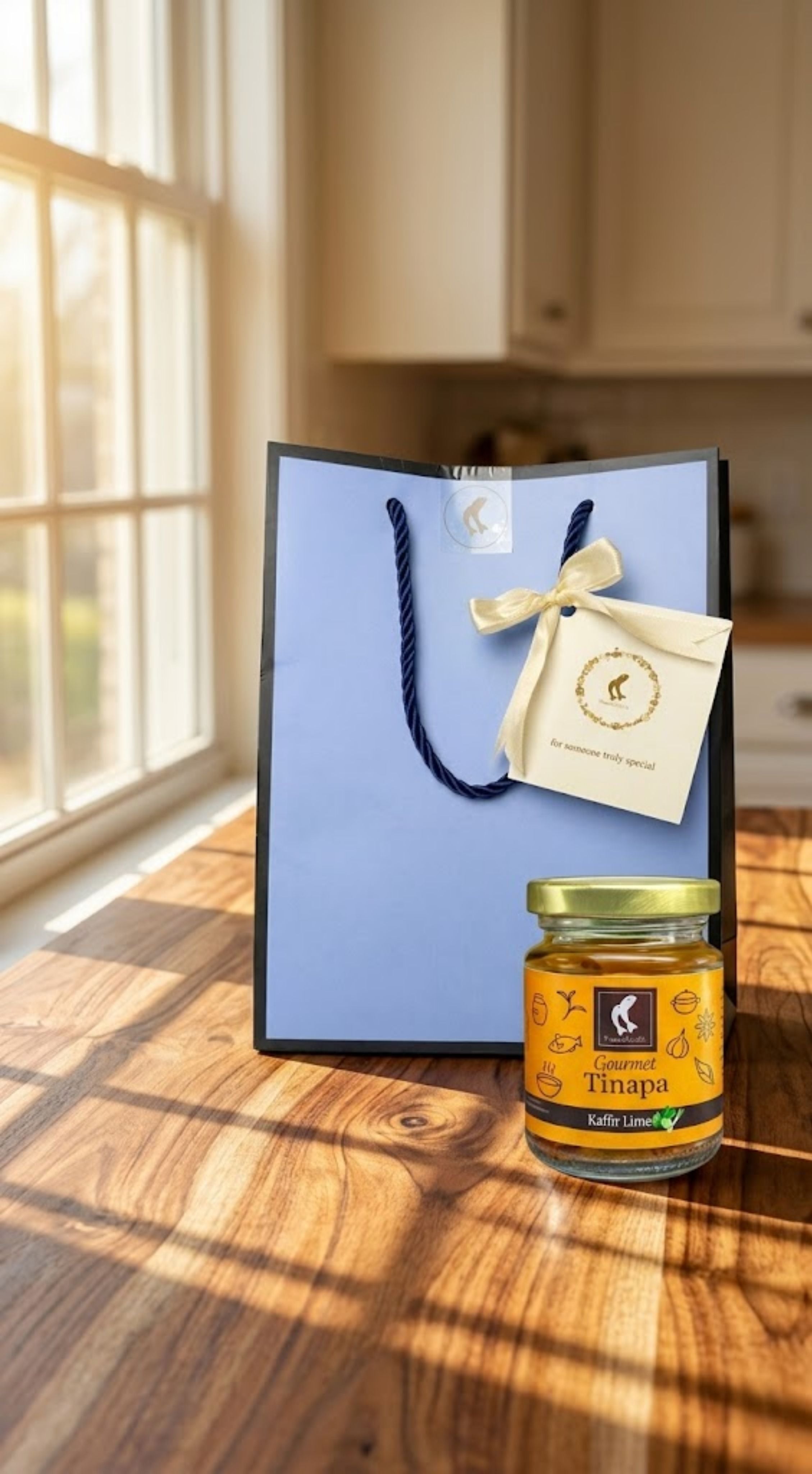 Premium Gourmet in Golden Cap - Blue Gift Bag Bundle of 1 Bottle (Kaffir)