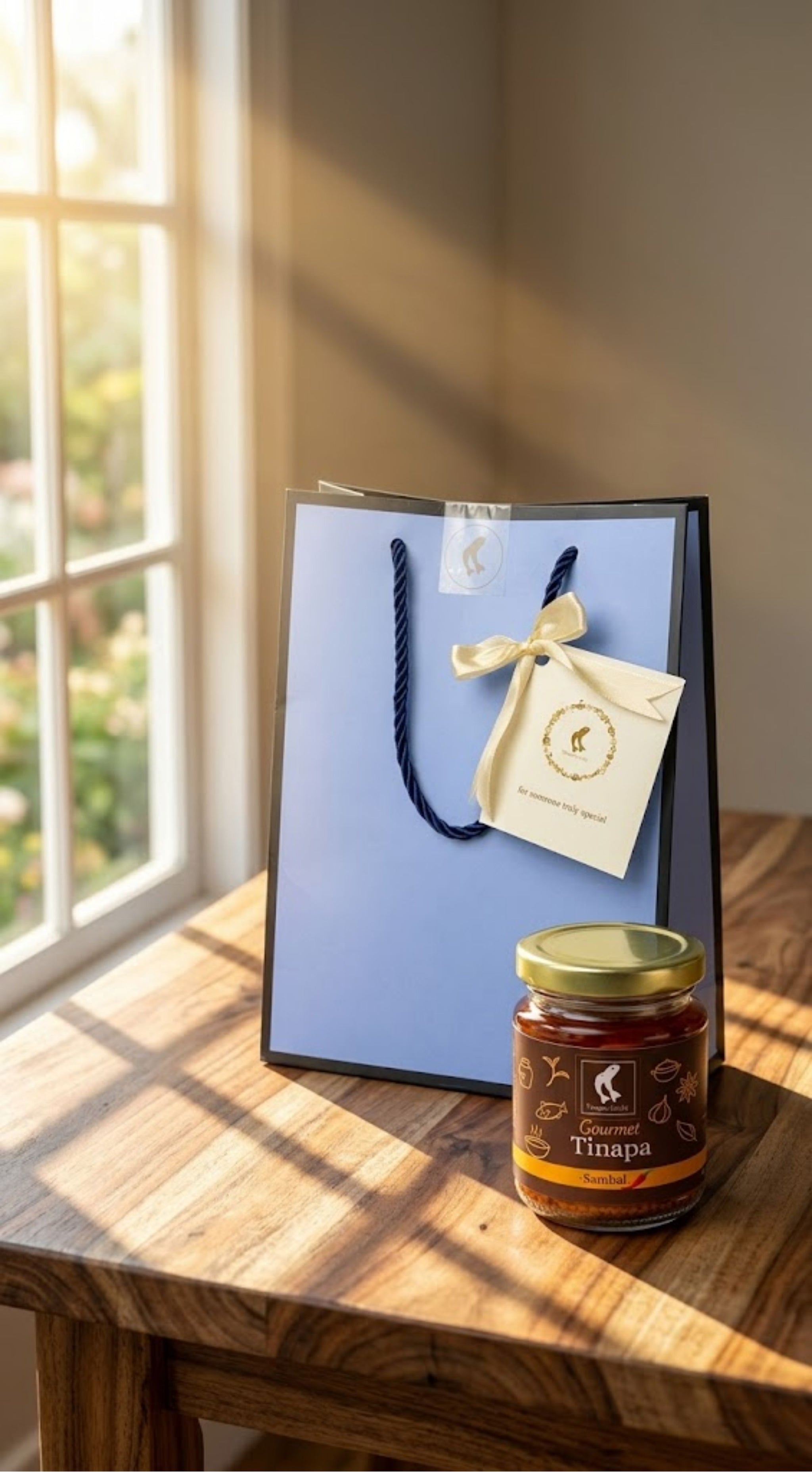 Premium Gourmet in Golden Cap - Blue Gift Bag Bundle of 1 Bottle (Sambal)