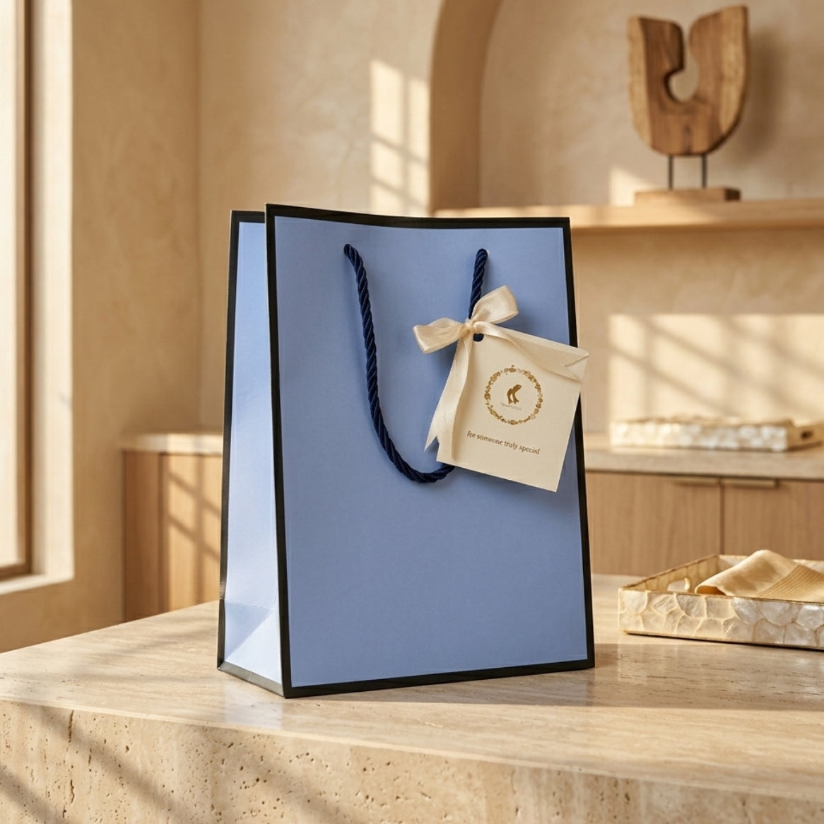 Premium Blue Gift Bag (Large Horizontal)