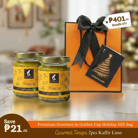 Premium Gourmet in Golden Cap Holiday Gift Bag Bundle of 2 Bottles (Kaffir Lime)