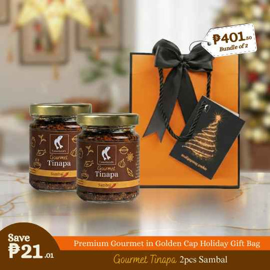 Premium Gourmet in Golden Cap Holiday Gift Bag Bundle of 2 Bottles (Sambal)