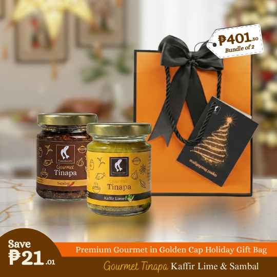 Premium Gourmet in Golden Cap Holiday Gift Bag Bundle of 2 Bottles (Kaffir + Sambal)