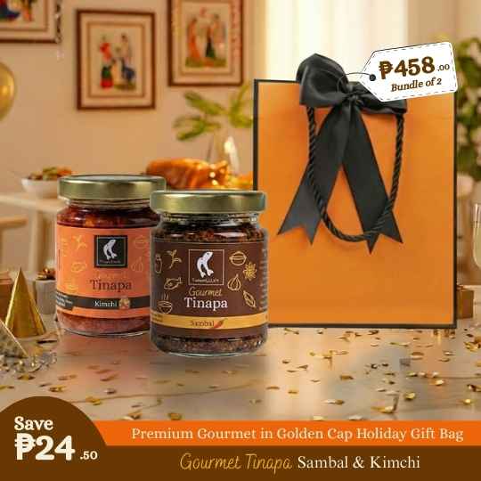 Premium Gourmet in Golden Cap Holiday Gift Bag Bundle of 2 Bottles (Sambal + Kimchi)