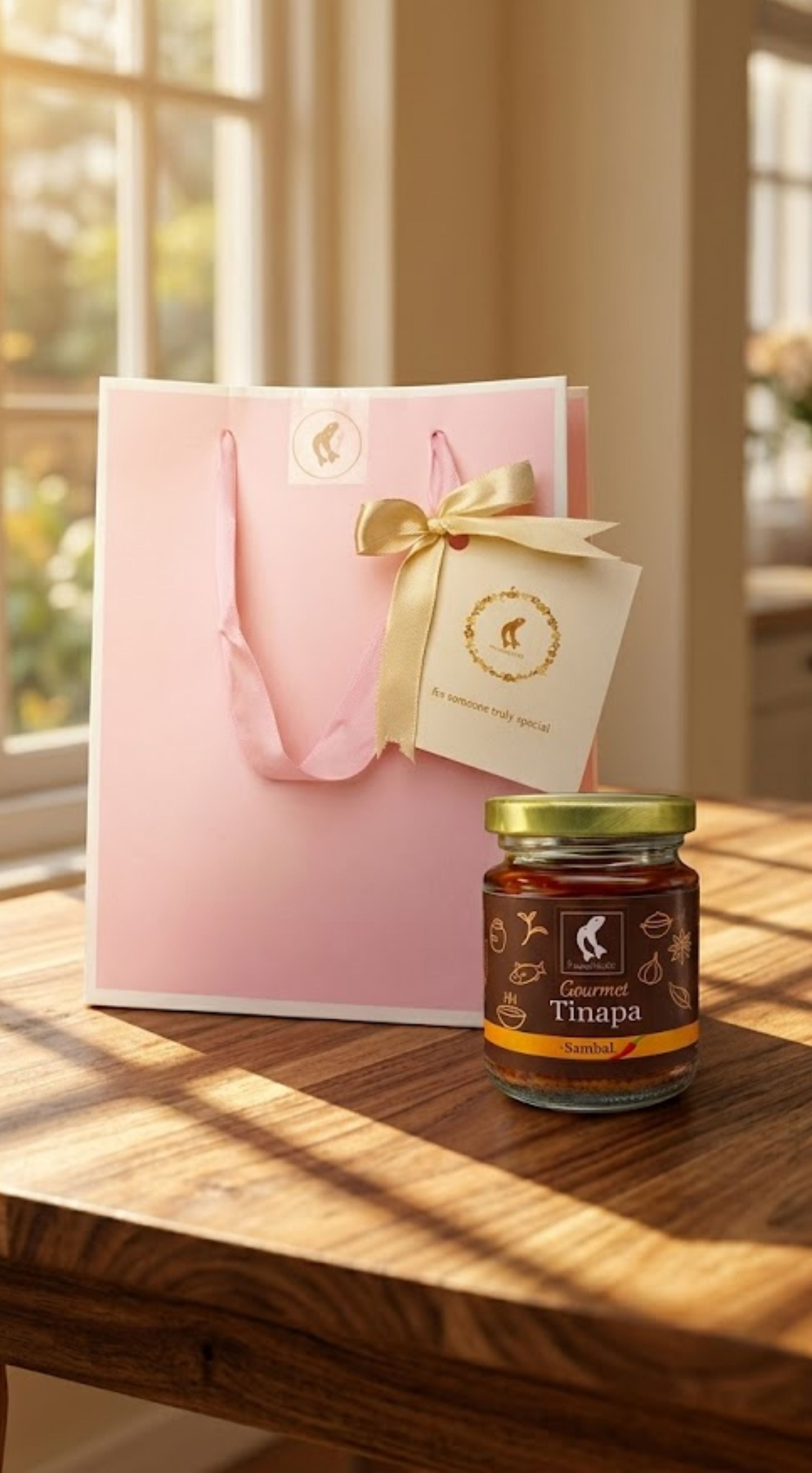 Premium Gourmet in Golden Cap - Pink Gift Bag Bundle of 1 Bottle (Sambal)