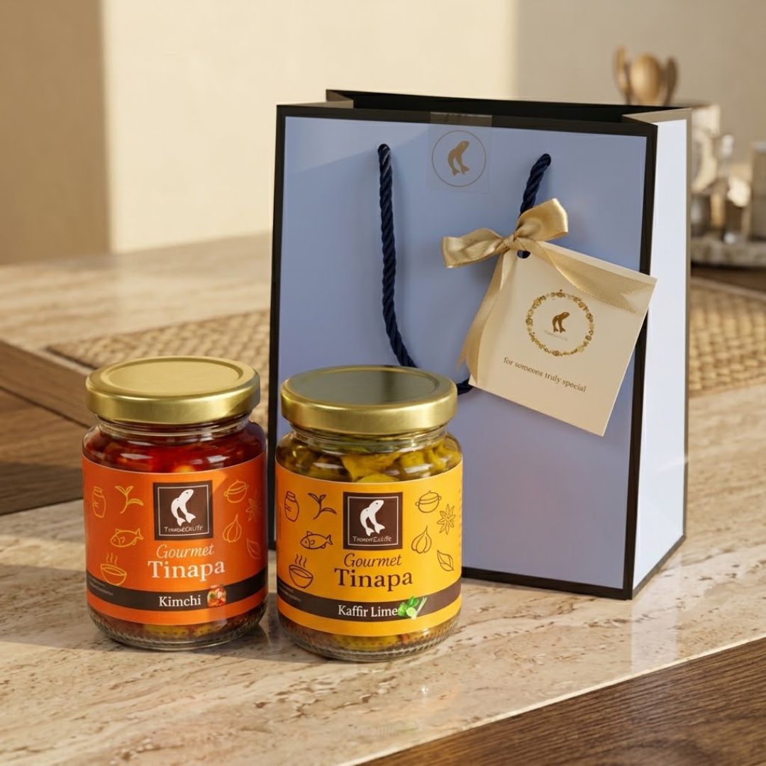 Premium Gourmet in Golden Cap - Blue Gift Bag Bundle of 2 Bottles (Kaffir+Kimchi)