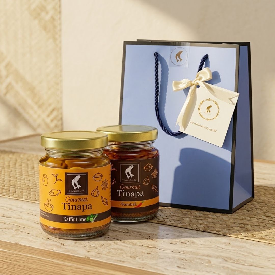 Premium Gourmet in Golden Cap - Blue Gift Bag Bundle of 2 Bottles (Kaffir+Sambal)