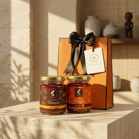 Premium Gourmet in Golden Cap Holiday Gift Bag Bundle of 2 Bottles (Sambal + Kimchi)